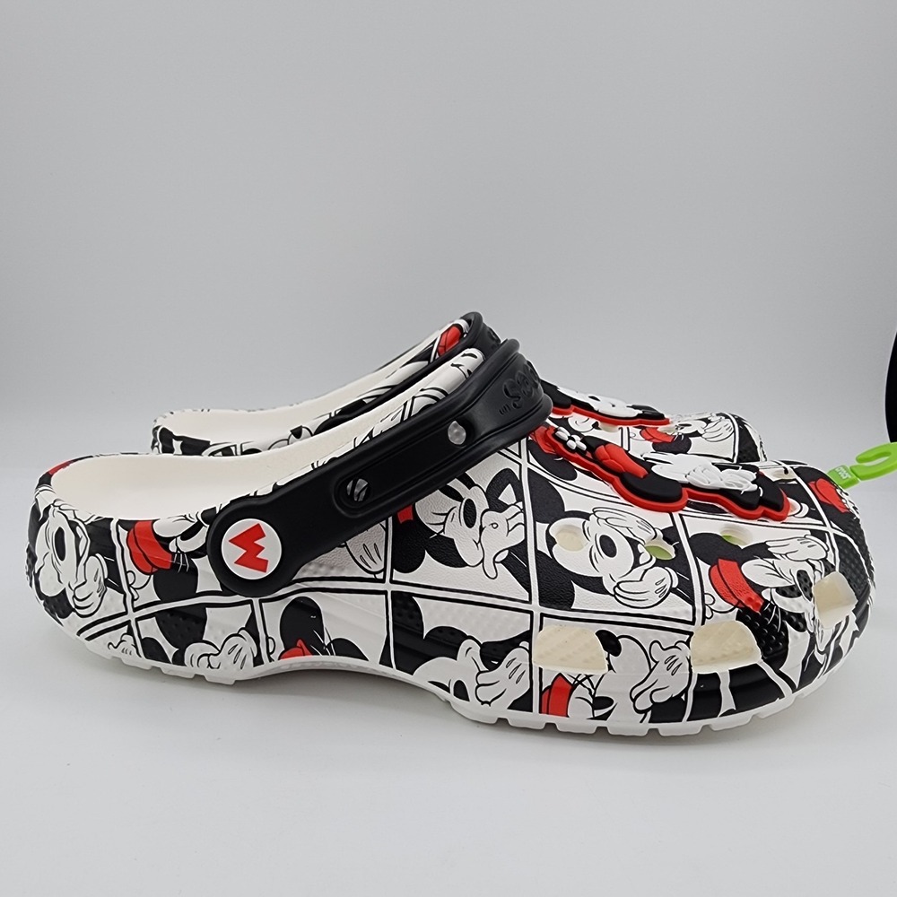 Crocs Disney Mickey and Minnie Classic Clog Womens 8/ Mens 6 Black White Red NEW - Picture 2 of 10